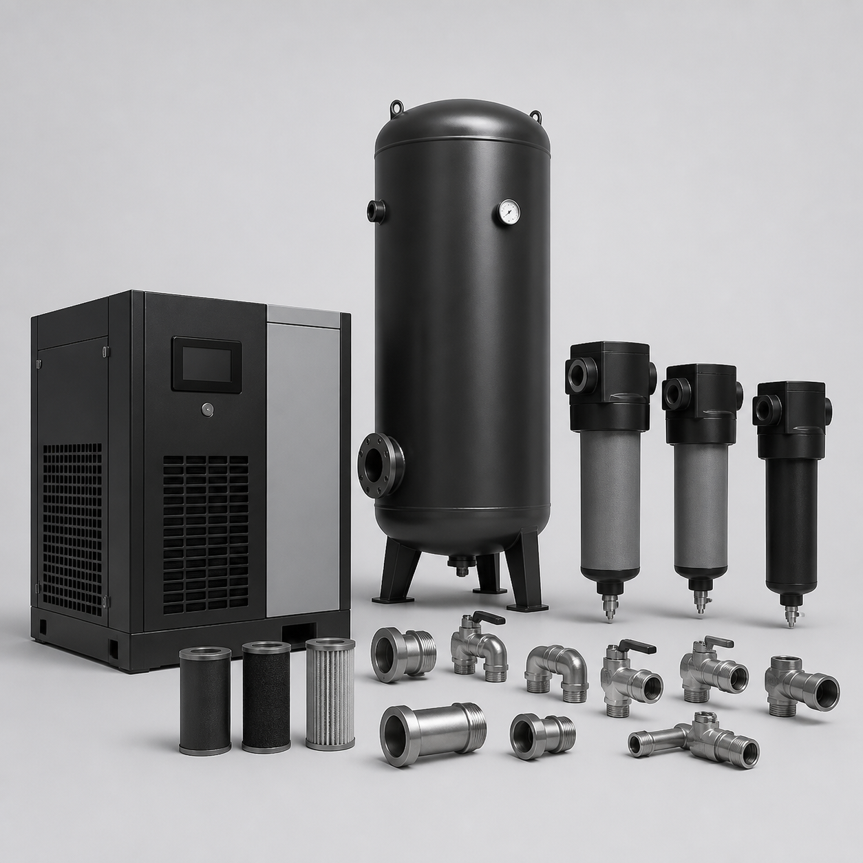 Air dryer filters and receiver